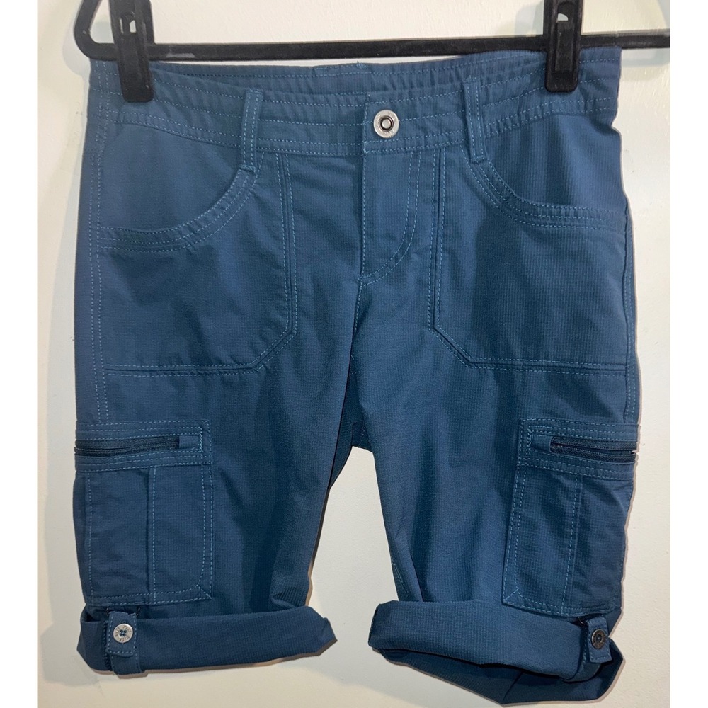 Kuhl Women Blue Cargo Hiking Shorts Roll Up Hem Size 2 Ripstop Outdoor